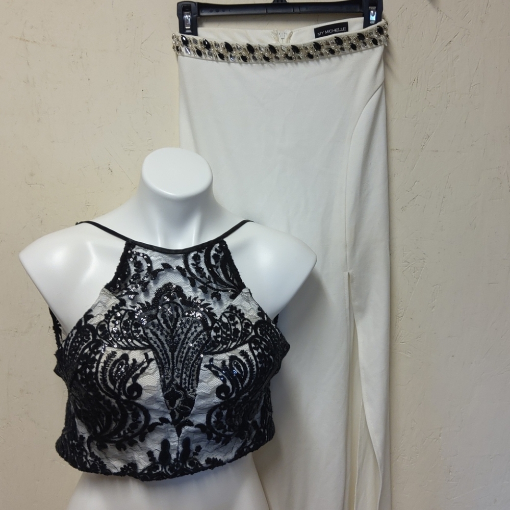 My Michelle Two Piece Beaded Disco Evening Outfit
